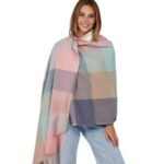 Winter Green Multicolor Warm Long Stoles Shawls Long Big Checked Scarves Woolen Women Casual Scarf Soft Wrap for Casual Formal Occassions- 200CM*70CM