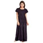 Cotton Nighty for Women | black & red color Printed Night Gown for Women with Pocket | Maxi Nighty, Comfortable Sleepwear for Daily Use ( pack of 2) - Image 3