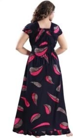Cotton Nighty for Women | black and blue  Printed Night Gown for Women with Pocket | Maxi Nighty, Comfortable Sleepwear for Daily Use ( pack of 2) - Image 3