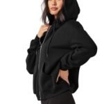 Women's Polycotton Fleece Plain Hooded Neck Full Zipper Winter Jacket Sweatshirts Casual Hoodie with Kangaroo Pocket