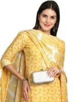 Women light yellow printed kurta set  | best for women