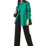 Women's oversized solid cotton green casual shirt
