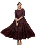 Floral Printed Mirror Work Tiered Anarkali Kurta - Image 2