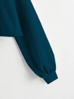 High Rise Elastic Cotton Blend Solid Flared Pencil Fit Knee-Length Women Skirt - Image 2