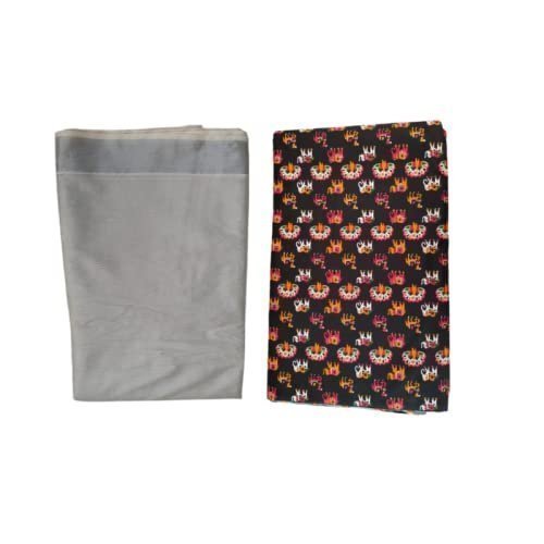 41rNENVy5oL-1.jpg Fabric for Kurta, Kurti, Blouse, Saree Silver tissue & kalamkari Animal - Image 1