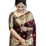 Women's Pure Soft Kanjivaram Silk Saree For Wedding Banarasi Style Sari With Blouse Piece