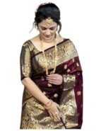 Women's Pure Soft Kanjivaram Silk Saree For Wedding Banarasi Style Sari With Blouse Piece