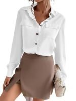 Collared Cotton Shirt with 3/4 Sleeve for a Timeless Casual Look - Image 7