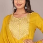 Women yellow printed kurta