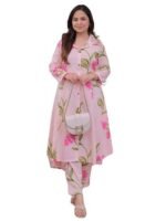 Embroidery Solid Anarkali Kurta and Pant Set with Dupatta - Image 2