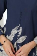 Women's Blue Printed Pure Cotton Co-Ord Set - Image 2