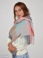 Winter Green Multicolor Warm Long Stoles Shawls Long Big Checked Scarves Woolen Women Casual Scarf Soft Wrap for Casual Formal Occassions- 200CM*70CM - Image 2