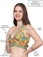 Halter Neck Wrap Top|top for Women|Backless Tops for Women|Halter Neck Tops|Adjustable wrap Waist|Boho Beach Border Print|Easily fits S-M|Bust30-36Inch|LengthUpTo 18Inch - Image 4