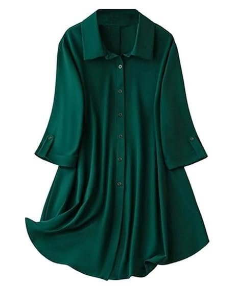 51Q6gdK8LuL._SX466_-1.jpg Shirt Dress Knee Length Dress | Loose Fit | Button-Down | | 3/4 Sleeve | Summer Wear | Available in (Pack of 2 | Value Pack) - Image 1