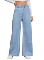 High-Waisted Wide-Leg Jeans, Casual Denim Pants