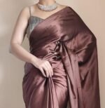 Regular Wear Satin Silk Pre Pleated Heavy Saree with Blouse For Festival, Party, Wedding,farewell, fuction saree - Image 4