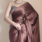 Regular Wear Satin Silk Pre Pleated Heavy Saree with Blouse For Festival, Party, Wedding,farewell, fuction saree