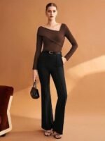 ONE Shoulder SKIMS Ultra Soft OVERFOLD Sleeveless Gathered Front Cuddle TEE for Women - Image 3