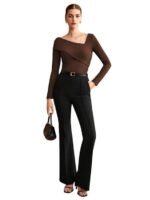 ONE Shoulder SKIMS Ultra Soft OVERFOLD Sleeveless Gathered Front Cuddle TEE for Women