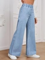 High-Waisted Wide-Leg Jeans, Casual Denim Pants - Image 3
