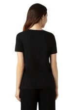WOMEN BLACK ROUND NECK RELAX FIT LOUNGE T SHIRT - Image 4