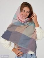 Winter Green Multicolor Warm Long Stoles Shawls Long Big Checked Scarves Woolen Women Casual Scarf Soft Wrap for Casual Formal Occassions- 200CM*70CM - Image 3