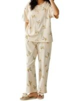 Women's Cotton Pajama Set with Top & Pants|| Korean Night Suit|| Lightweight Printed Set || Soft & Comfy Sleepwear for Girls & Women