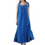 Shoulder Straps Cotton A-Line Midi Dress