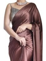 Regular Wear Satin Silk Pre Pleated Heavy Saree with Blouse For Festival, Party, Wedding,farewell, fuction saree - Image 3