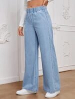 High-Waisted Wide-Leg Jeans, Casual Denim Pants - Image 4