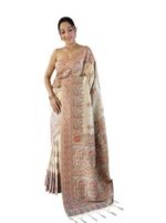 Pure Original kanchipuram Zari weaving silk Kalamkari Kanjivaram desinger Saree With Blouse piece for Wedding