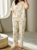 Women's Cotton Pajama Set with Top & Pants|| Korean Night Suit|| Lightweight Printed Set || Soft & Comfy Sleepwear for Girls & Women - Image 3