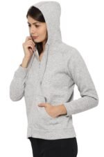 Women's Synthetic Hooded Neck Sweatshirt (AHSTWRGF074068_Light Grey_X-Large_Light Grey_XL) - Image 5