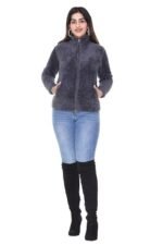 Women Fluffy yarn fleece full-zip jacket