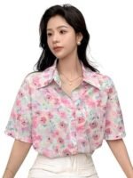 Shirt for Woman | Korean Style Half Sleeve Oversized Button Down | Tops for Women Western |Plus Size Workwear Top for Office & Casual Wear |Womens Tops - Image 6
