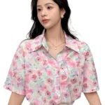 Shirt for Woman | Korean Style Half Sleeve Oversized Button Down | Tops for Women Western |Plus Size Workwear Top for Office & Casual Wear |Womens Tops