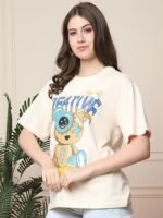 Cotton Oversized Baggy Fit Drop Shoulder Latest Aesthetic & Cool Graphic Printed Half Sleeve Tshirt for Women |Trendy Tees |Casual Loose Korean T-Shirt - Image 4