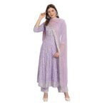Women Rayon Anarkali Embroidered Printed Kurta Pant and Dupatta Set - Image 2