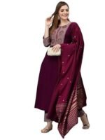Viscose Embroidered Kurta And Pant Set With Dupatta, Kurta Set - Image 2