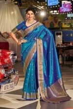 Kanjivaram Silk Saree with Zari Woven Saree With Blouse Piece - Image 3