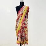 Georgette Printed Drape Saree With Hand Embroidery | Saree Designer Indian Ethnic Wear for Girls - Image 4