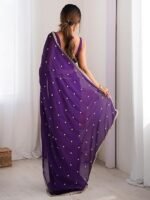 Pure Georgette Embroidered Saree With Unstitched Blouse Piece - Image 3