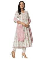 Cotton Printed Anarkali Kurta with Palazzo Pants and Dupatta - Image 5