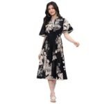 Women Cotton Flared Printed Dress