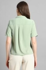 Green Solid Short Sleeves Casual Shirt - Image 4