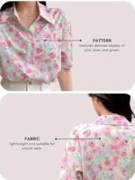 Shirt for Woman | Korean Style Half Sleeve Oversized Button Down | Tops for Women Western |Plus Size Workwear Top for Office & Casual Wear |Womens Tops - Image 3