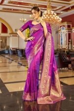 Kanjivaram Banarasi Silk Saree Patola saree with Unstitched blouse piece - Image 5