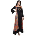 Rayon Relaxed Fit Anarkali Shrug Style Printed Embroidered Kurta - Image 6