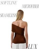 ONE Shoulder SKIMS Ultra Soft OVERFOLD Sleeveless Gathered Front Cuddle TEE for Women - Image 2