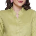 Women’s Rayon Formal Shirt | Solid Office Wear Top for Women | V-Neck Button-Down Casual & Workwear Shirt for Ladies - Image 4
